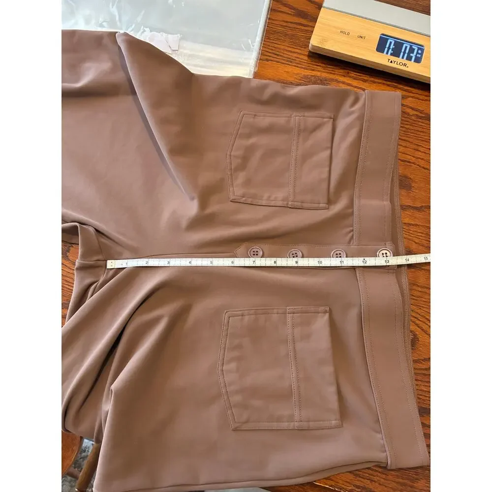 Halara DayStretch High Waisted Pockets Straight Wide Leg Casual Pants Brown XL